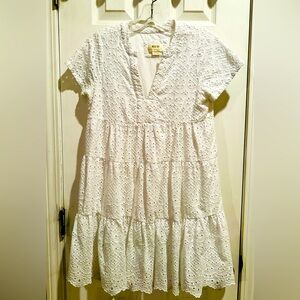 Eyelet Mini Dress in White by Maeve